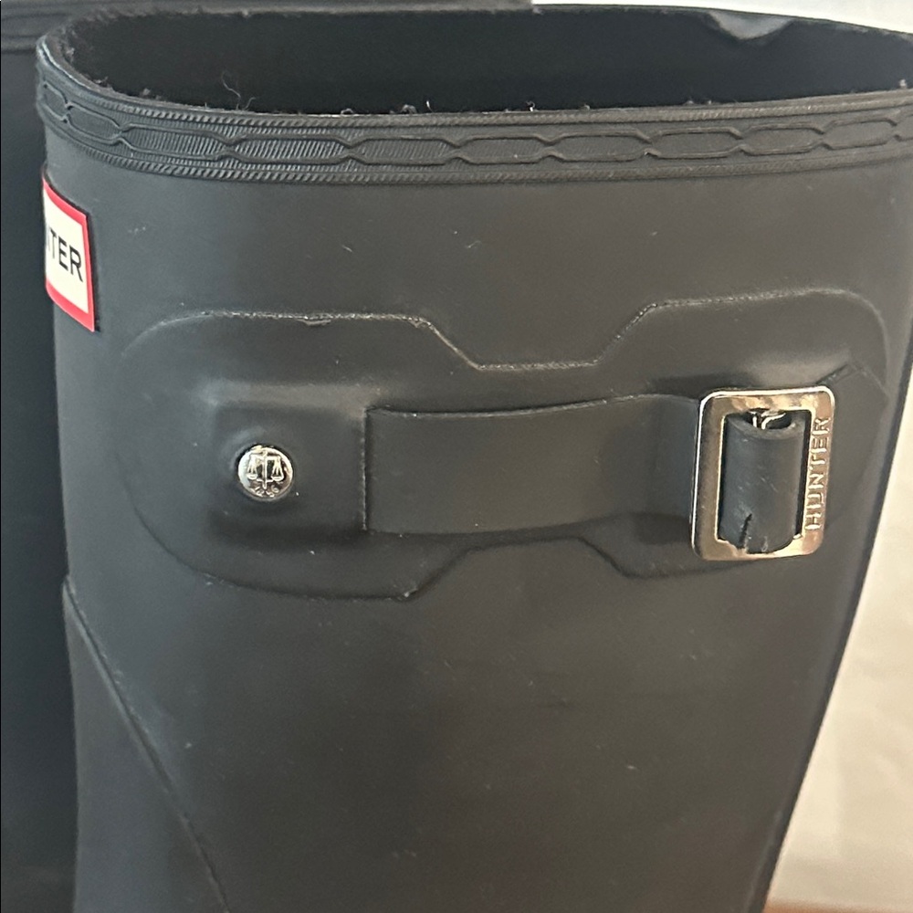 HUNTER Women’s Original Waterproof Matte Black Rain Boot Side Buckle Size 10 - Picture 10 of 15